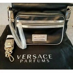 "NEW"VERSACE Parfums Black Gold Crossbody Bag